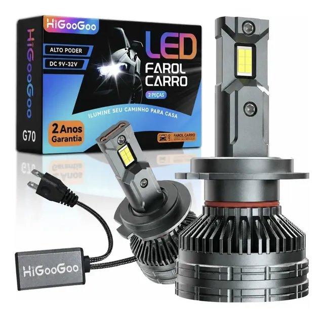 Higoogoo G70 Par Farol Carro Led H4 H1 H7 H11 Hb3 Hb4 H3 H27