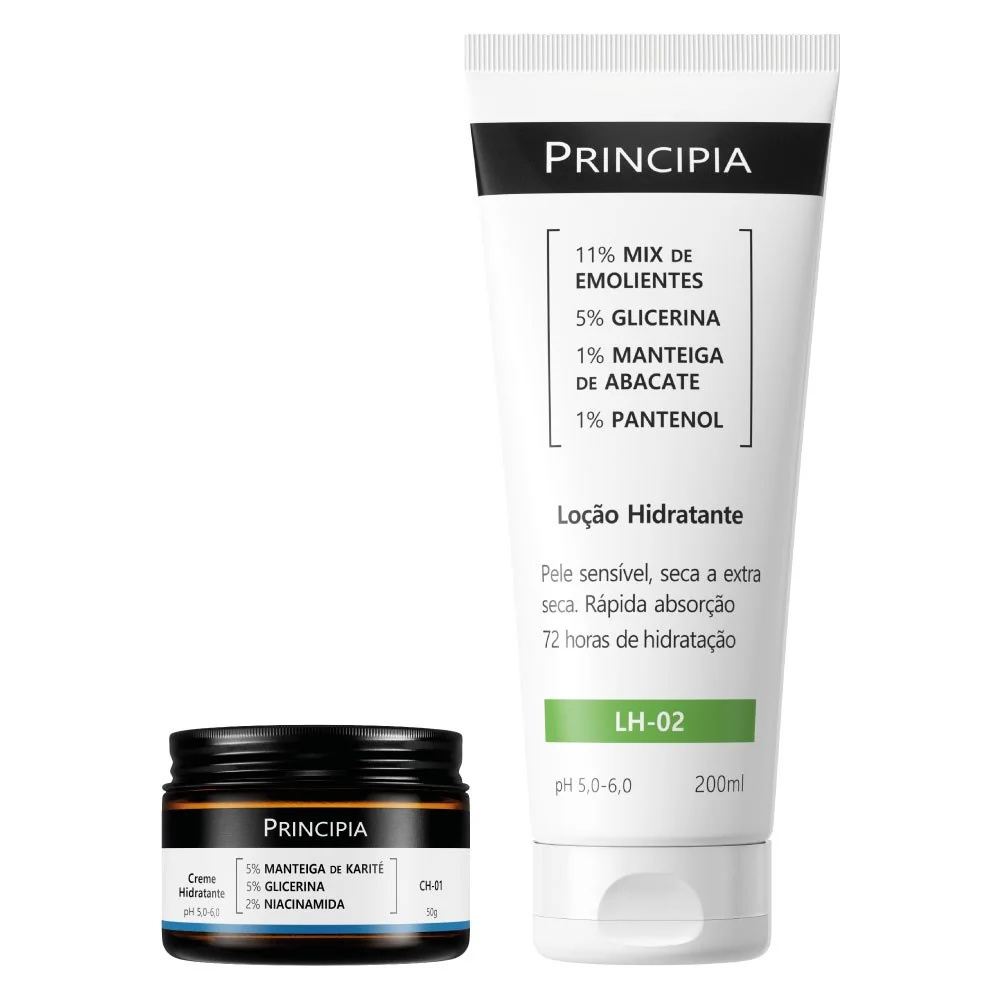 Principia Kit Hidratação Sem Pesar c/ Creme Hidratante Facial CH-01 + Loção Hidratante Corporal LH-02