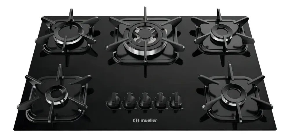 Cooktop Mueller 5 Bocas Preto Com Queimador Tripla Chama G5