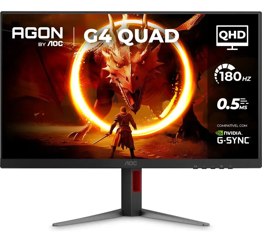 Monitor Gamer AOC AGON QUAD 27" QHD 180Hz 0,5ms IPS HDR10 Base Ajustável Q27G4F Preto