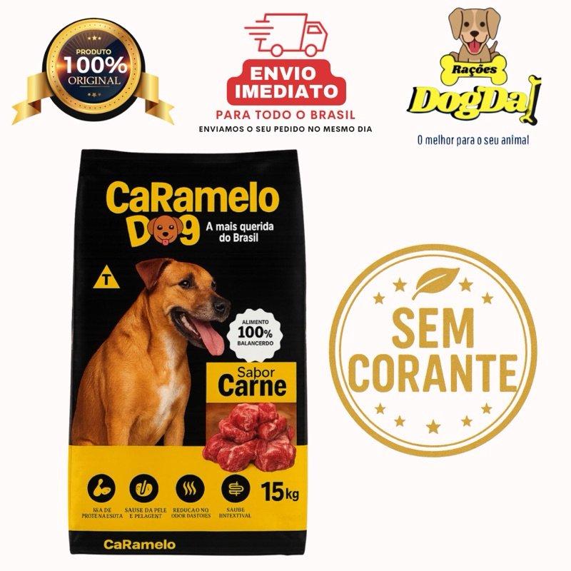 RAÇÃO PARA CACHORRO ORIGINAL CARAMELO DOG 15KG COM OMEGA 3 e 6 ( Filme Netflix Caramelo )