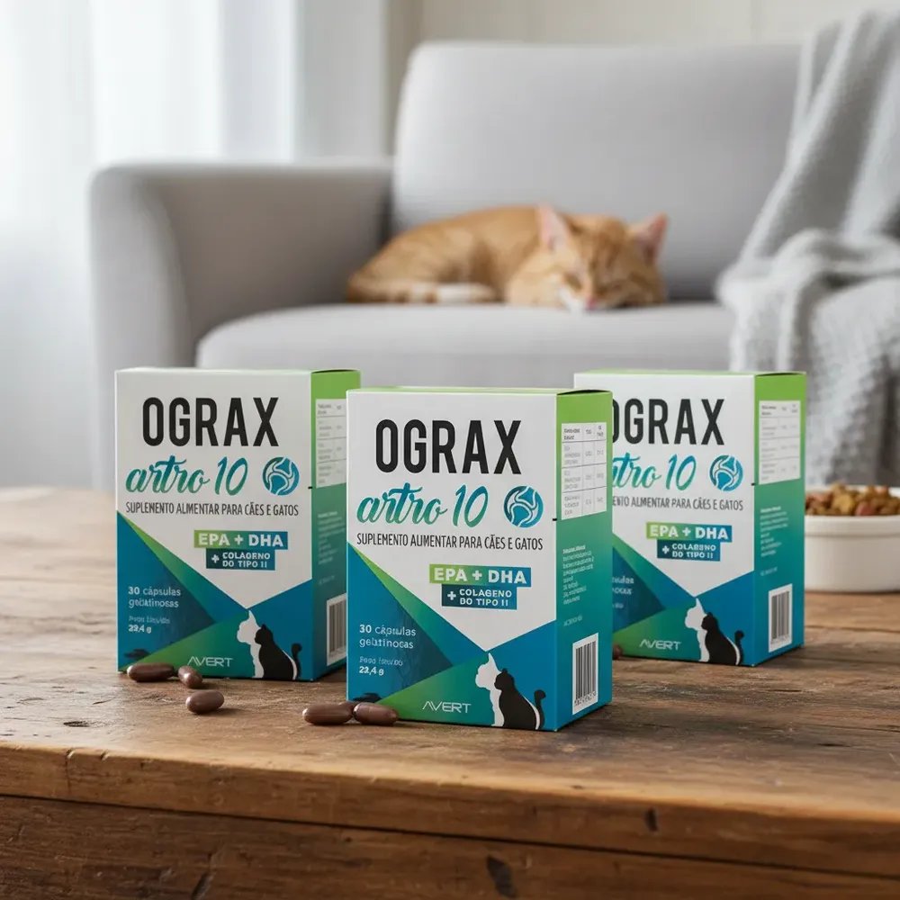 Kit 3 Ograx Artro 10 Suplemento Para Cães Cão Gatos 30 Cap