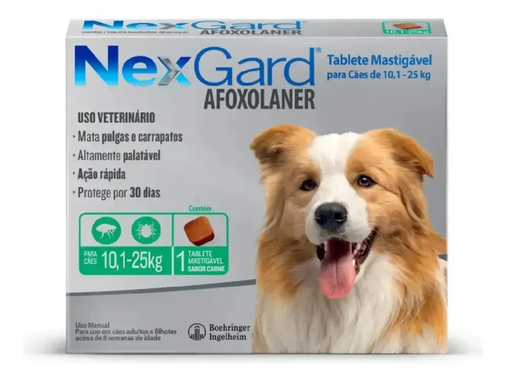 Boehringer Ingelheim NexGard TABLETE Antipulgas e Carrapatos Cão - 1 - 10 kg - 25 kg - 1 - Unidade - 1