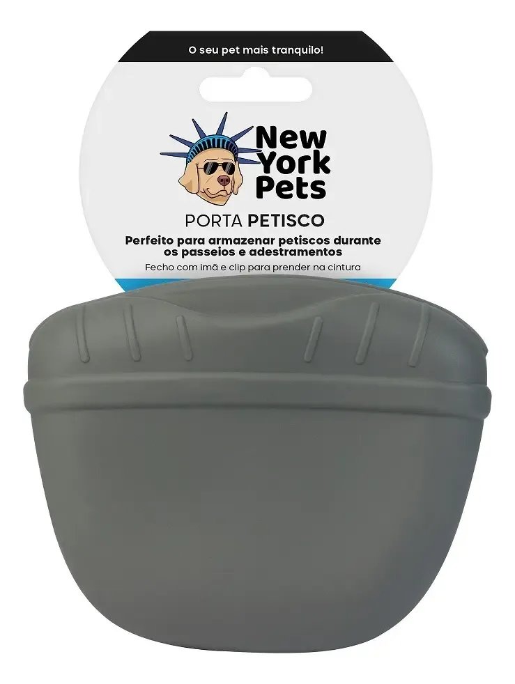 Porta Petisco Adestramento Treinamento Cães E Gatos Cor Cinza