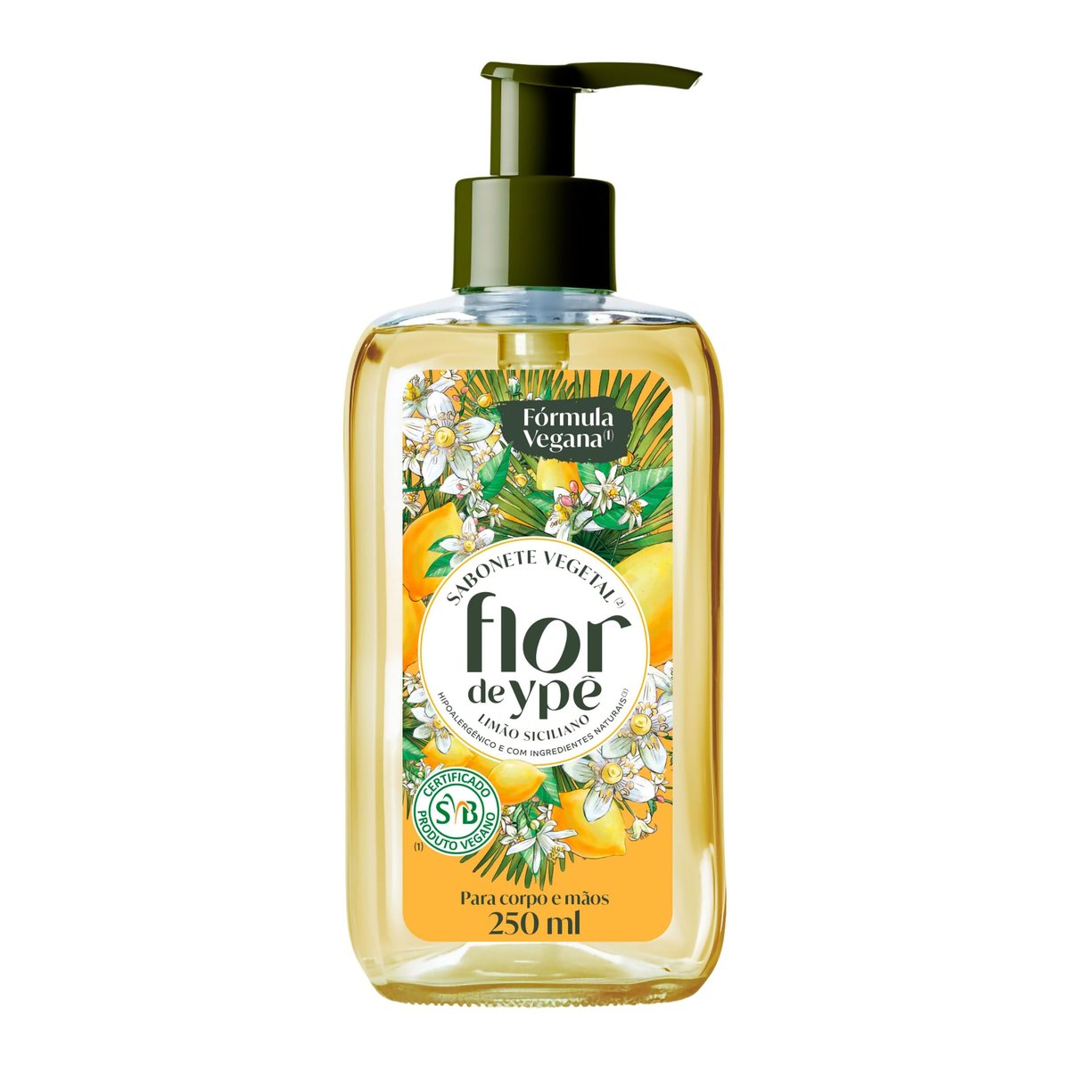 Flor de Ypê Sabonete Líquido Vegetal Limão Siciliano, 250ml (Pump)