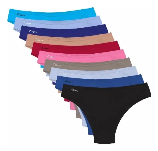 Kit 10 Calcinha Feminina De Algodão Tanga Lisa Conforto Vies