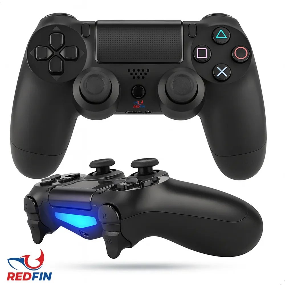 Controle Sem Fio Joystick Bluetooth Para Ps4 Videogame Tv Samsung Pc P4 Ps 4 Dual Shock Manete Pc Gamer Tv Smart Controle Bluetooth Celular Headset Sem Fio Com P2 Marca Redfin