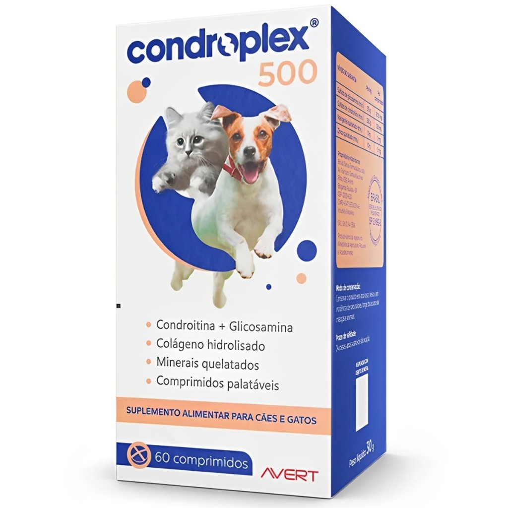 Condroplex 500 para Cães 60 Cápsulas Suplemento Articular