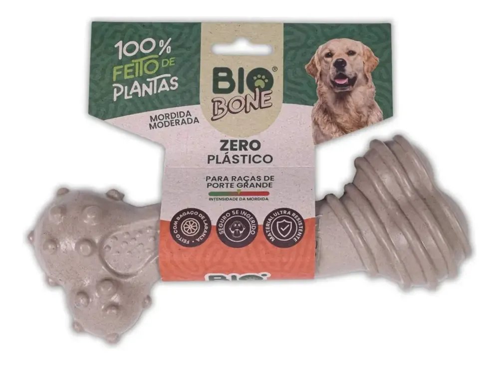 Brinquedo Cão Ossão Biobone Gigante Mordedor Natural Laranja