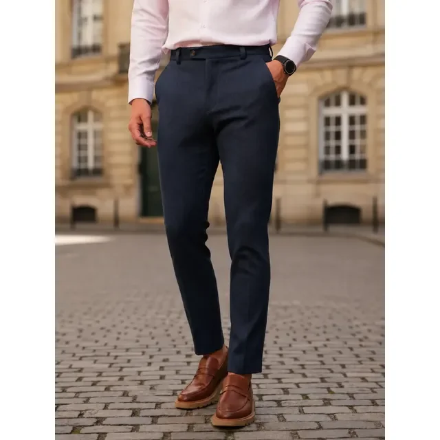 Calça Social Alfaiataria Masculina Malha Elastano Stretch