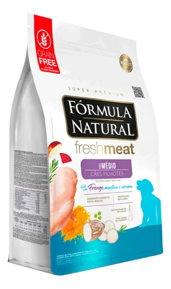 Ração Seca Fórmula Natural Cães Filhotes Médios 12kg Carne Fresca