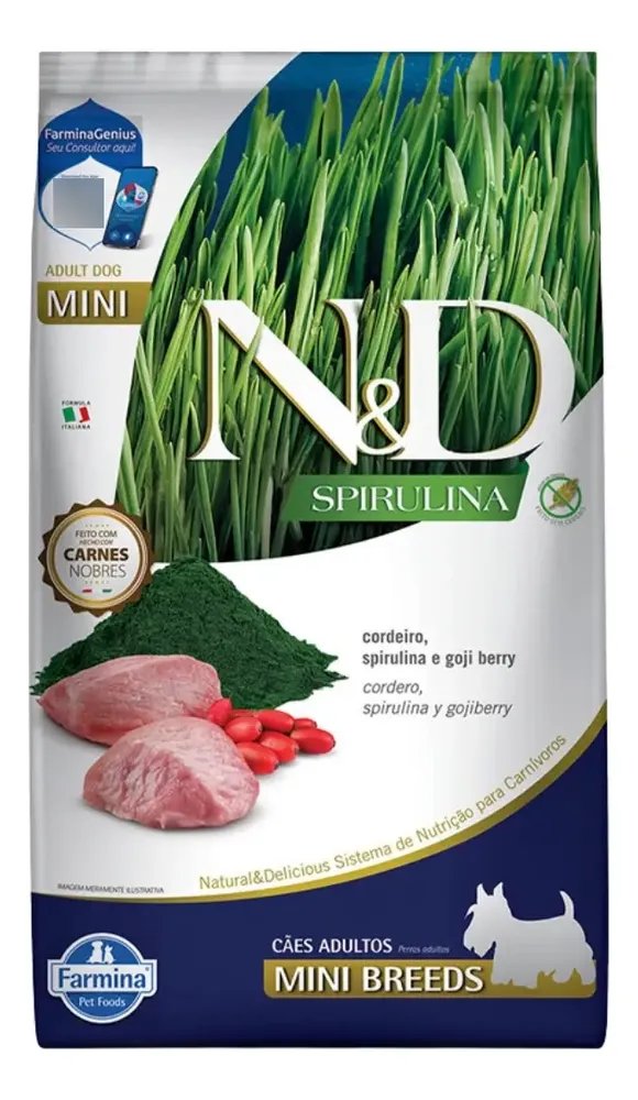 Ração Seca Farmina N&d Spirulina Cães adultos de raças pequenas Cordeiro 2kg