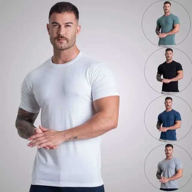 Kit 5 Camiseta Masculina Algodão Egipcio Com Elastano Basica