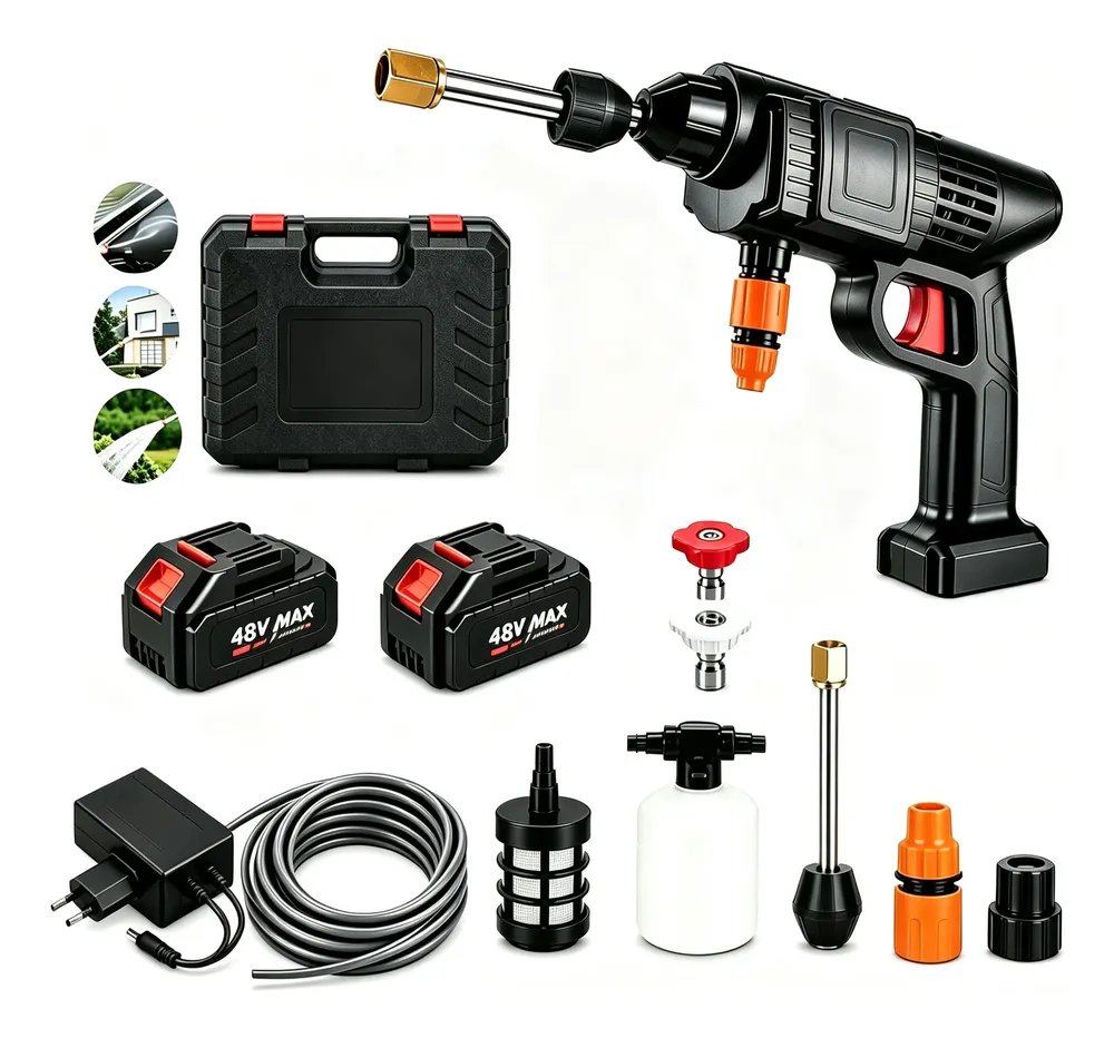 Lavadora Alta Pressão Portátil Sem Fio 2 Baterias Maleta Preto 127/220v 50 Hz/60 Hz