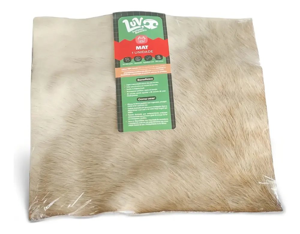 Mordedor Natural Cão Couro Bovino Luv Mat 20x20cm Enriquecimento