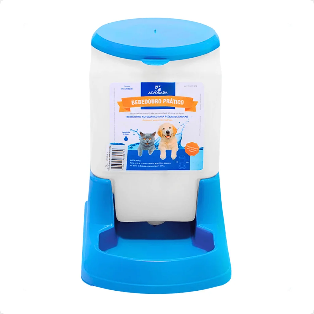 Bebedouro Automatico Cachorro e Gato Prático 3 litros - Alvorada Azul