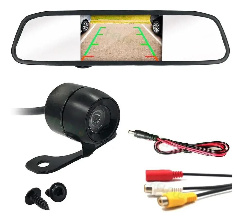 Retrovisor Visor Espelho Tela Lcd Veicular + Câmera De Ré