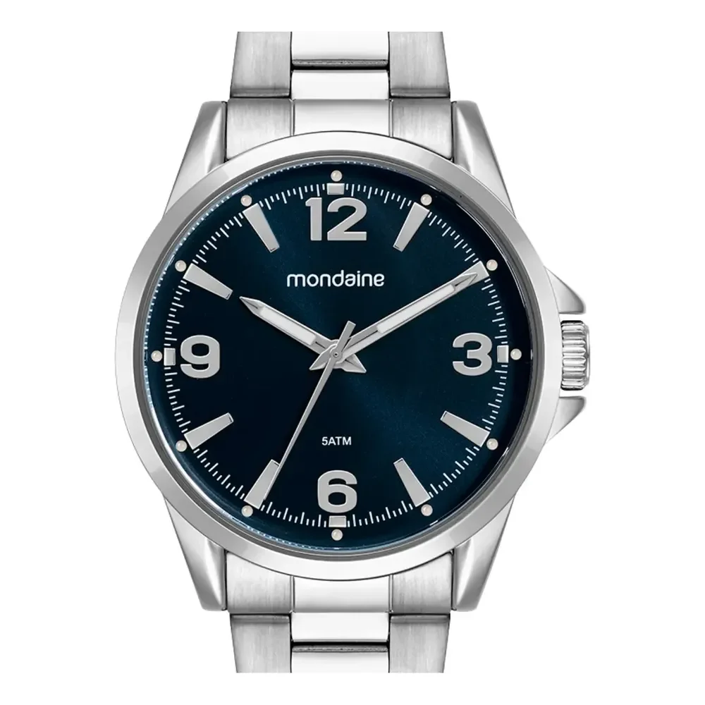 Relógio Mondaine Masculino Analógico Azul Prateado Azul