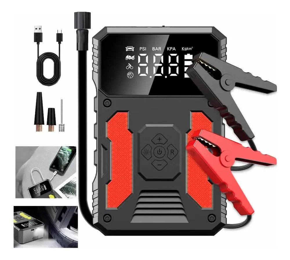 Jump Starter 12v Portátil 3000a Suv Moto Auxiliar Partida