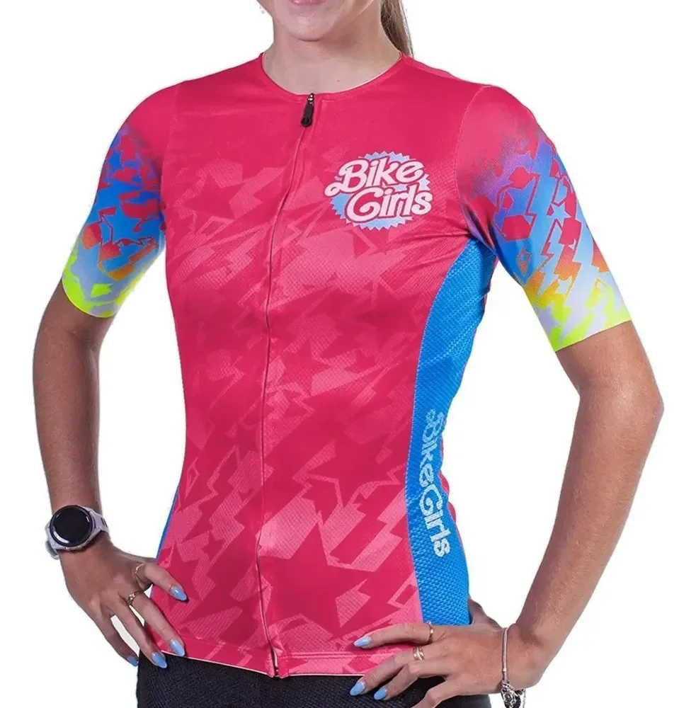 Camisa De Ciclismo Ert Lady Bike Girls Feminina Rosa 