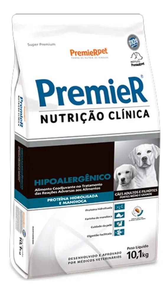 Ração Premier Hipoalergênica Cães Médios/Grandes Sabor Mandioca 10.1 kg