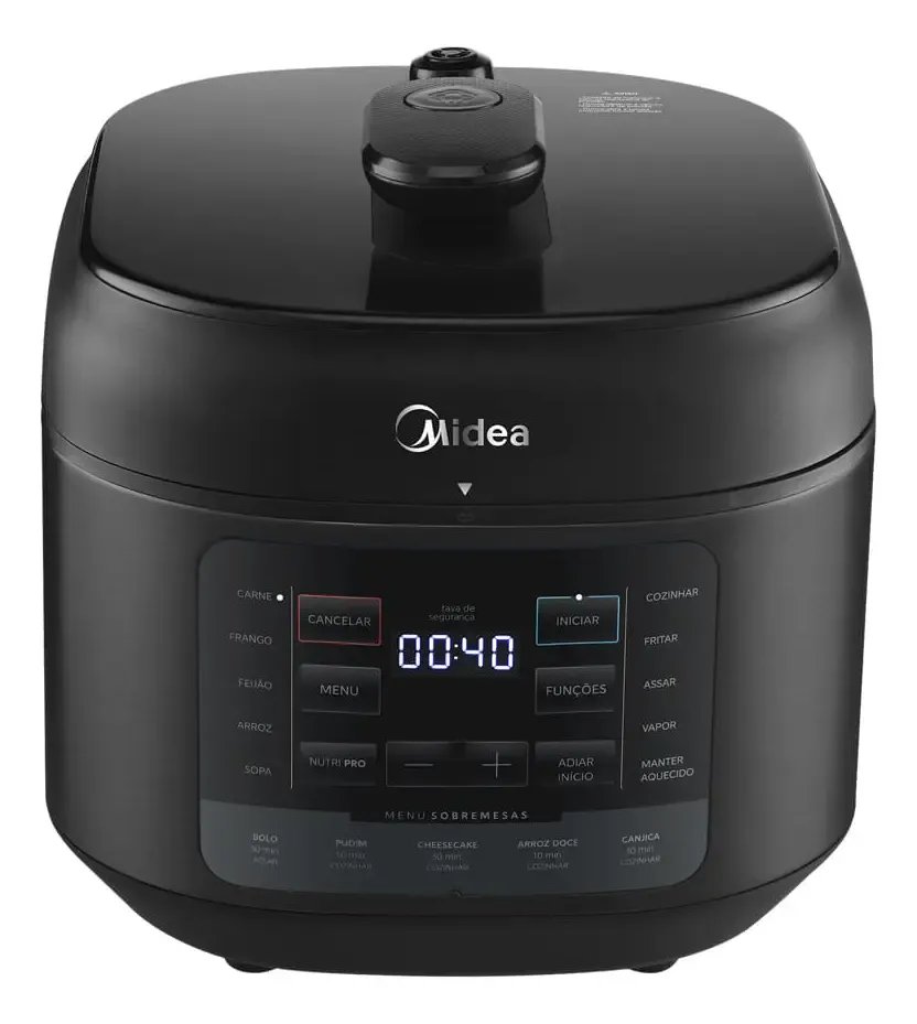 Panela De Pressão Elétrica 5l Nutripro Preta Midea Cor Preto