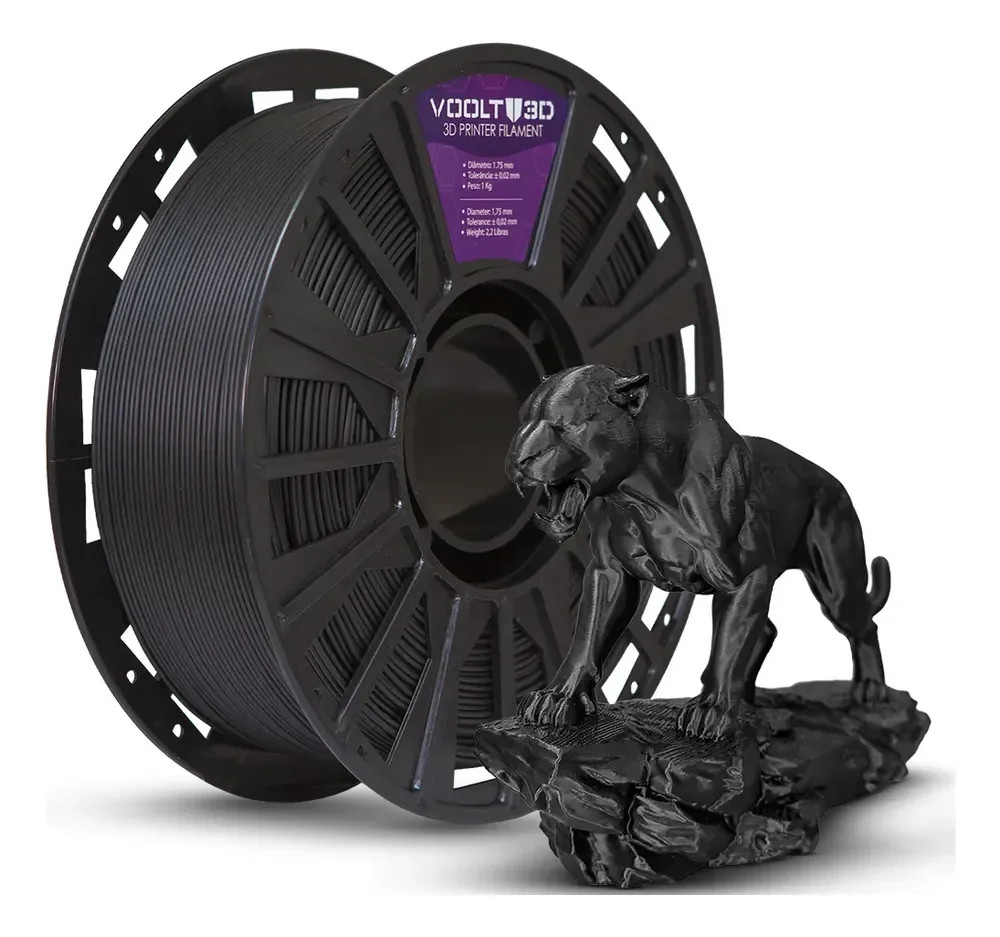 Filamento Pla Preto Velvet Fosco Premium 1kg V3d Preto