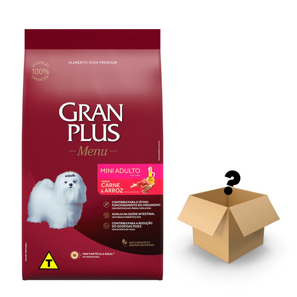 Ração Gran Plus Cães Menu Adultos Mini Carne E Arroz -15Kg