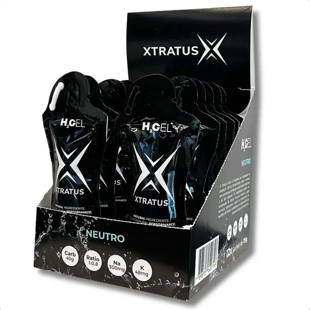 H2 Gel Neutro Cx 12x40g Carboidrato Rápido Xtratus Sabor Sem Sabor