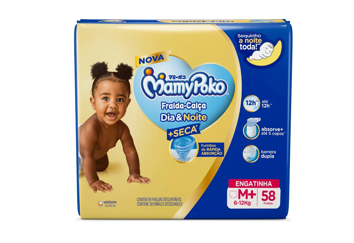 MamyPoko Fralda-Calça Dia&Noite M 58 Unidades