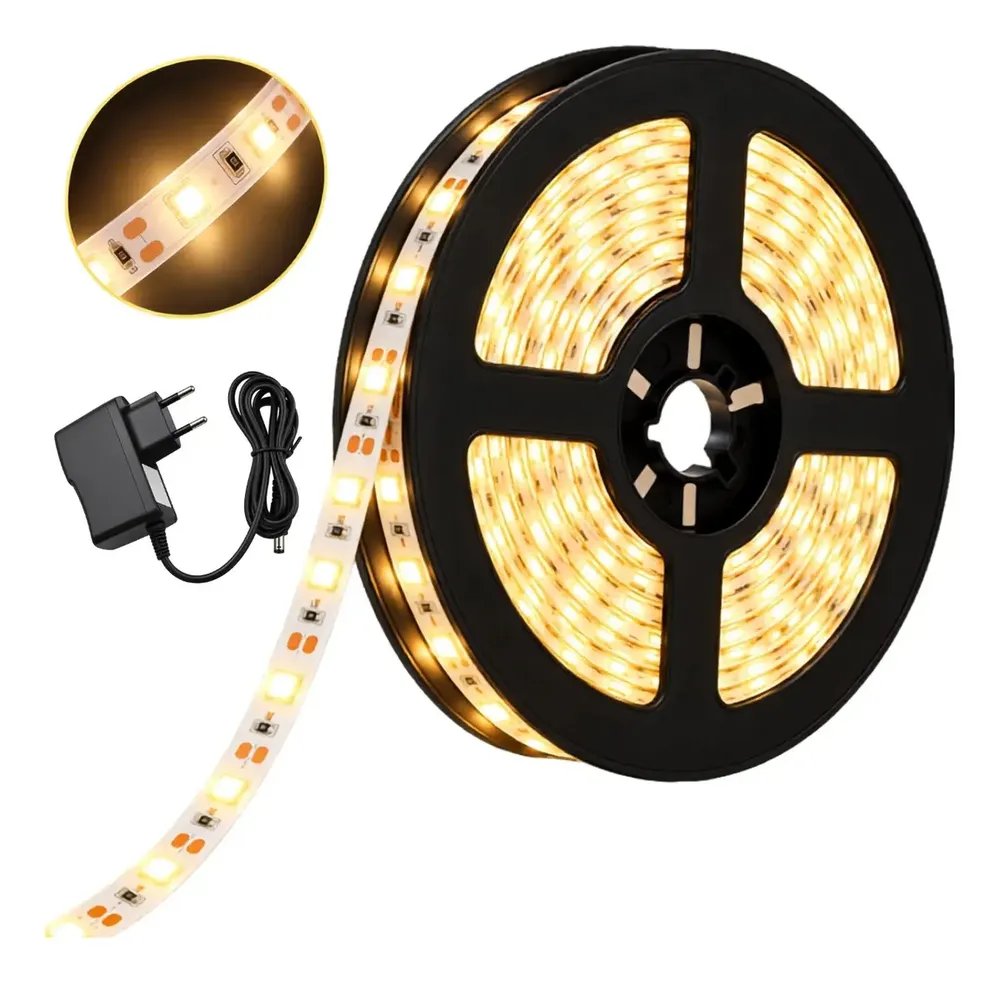 Fita Led 3528 Branco Quente Amarela 5m 300 Leds 12v Fonte Luz Branco-quente Maffacioli BFL-3528-BQ-IP20-FONTE