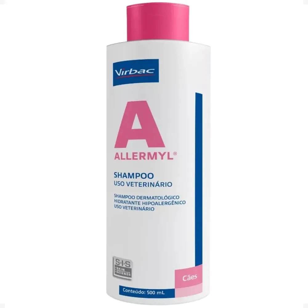 Allermyl Shampoo Dermatológico Hidratante Hipoalergênico Para Cães Neutro 500 Ml