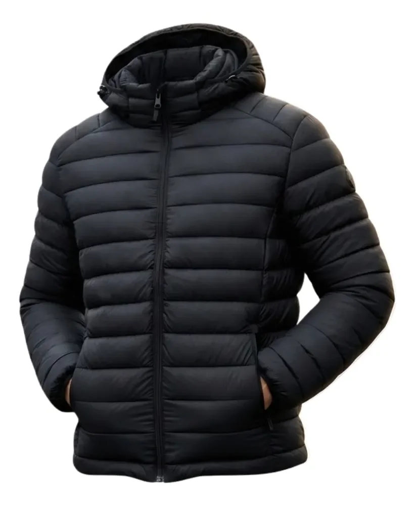 Jaqueta Puffer De Frio Intenso Blusa Impermeável Inverno Preto G Liso Ondulado
