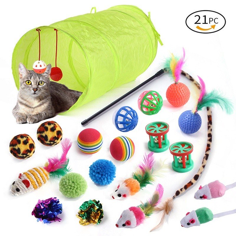 Kit 21 Peças De Brinquedos Para Gatos De Estimação Brinquedos  Divertidos Sortidos Para Gato Pet
