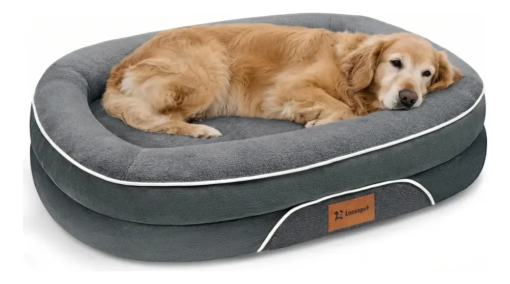 Cama Pet Grande Caminha Cachorros sofá luxo Suporte Cervical Espuma De Ortopédica C/fundo Impermeável 89×71×15