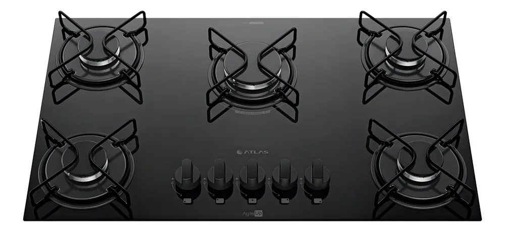 Cooktop 5 Bocas A Gás Atlas Agile Up Mega Chama Preto