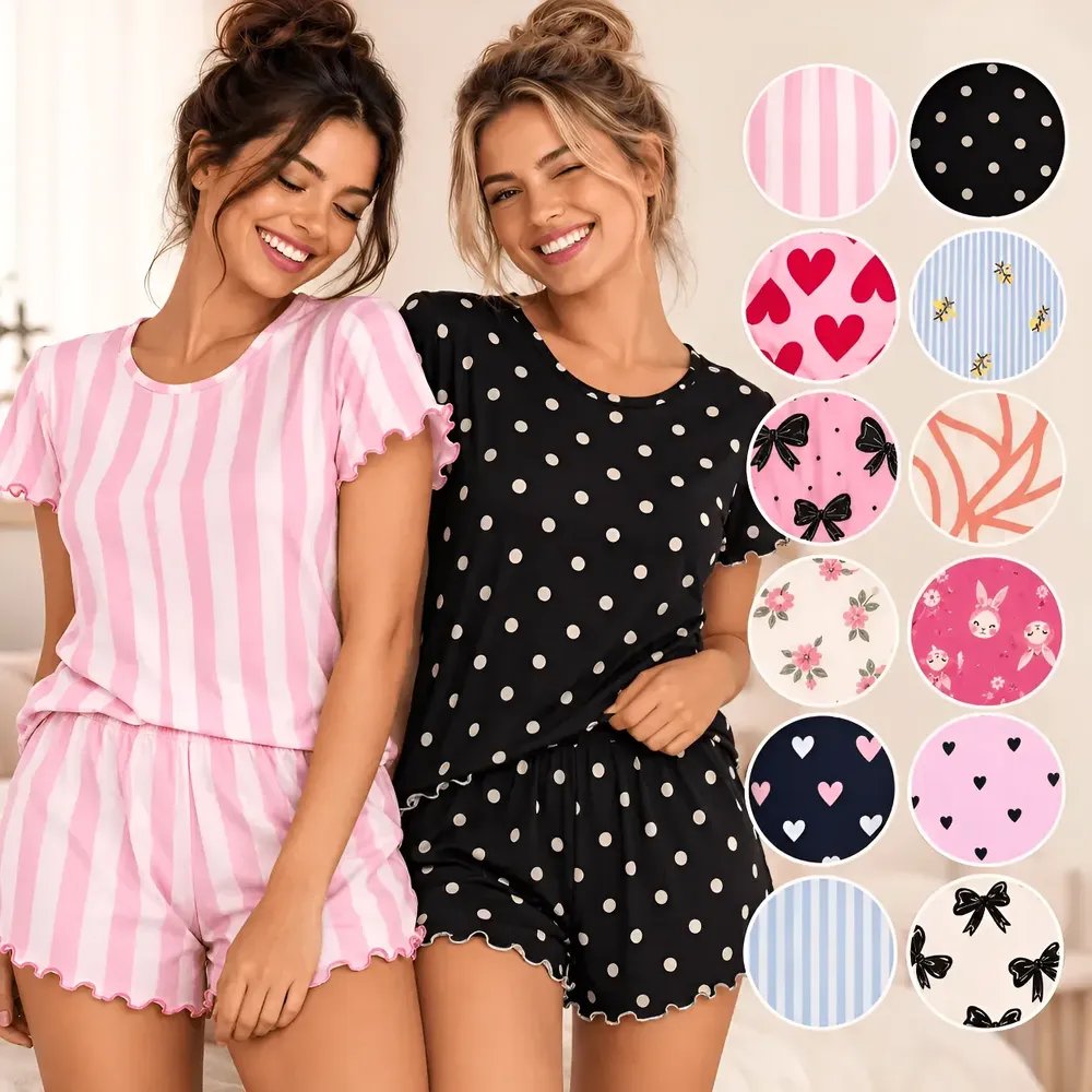 Kit 2 Pijamas Feminino Sortido Verão Ultra Conforto Suede Sortido M Ou 40/42