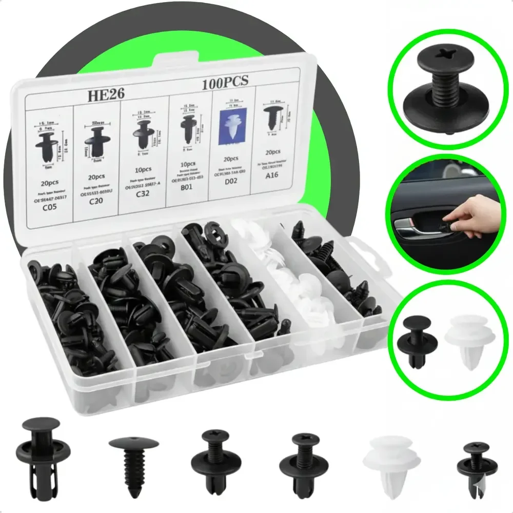 Kit 100 Presilha Grampo Parabarro Parachoque Universal Carro