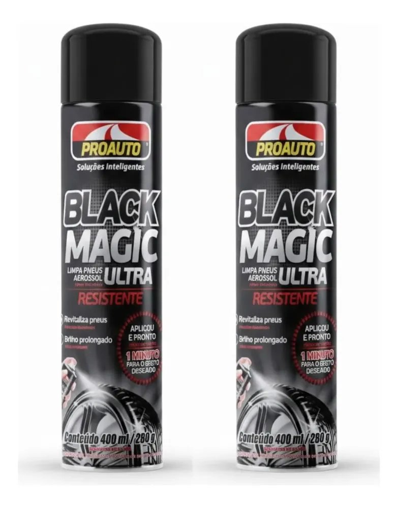 Kit 2 Limpa Pneus Black Magic Brilho Spray Proauto 400ml