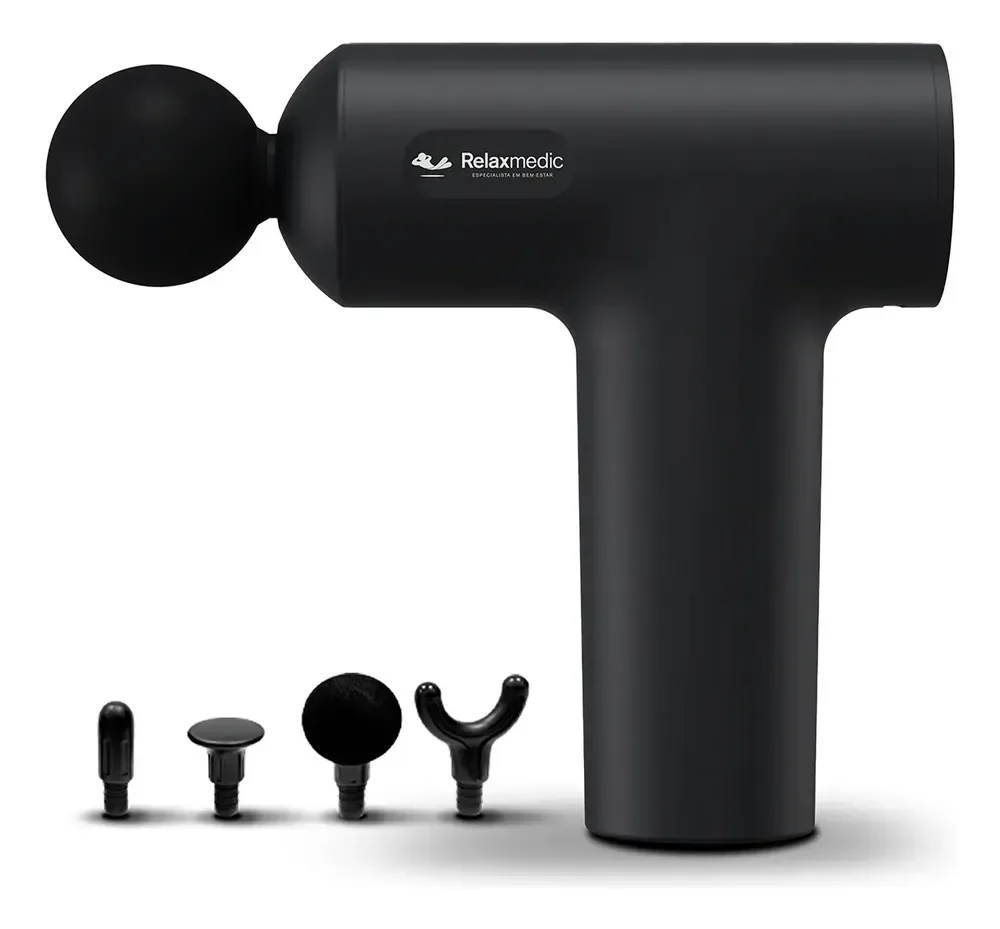 Pistola Massageadora Portátil 5 Velocidades Relaxmedic Preto