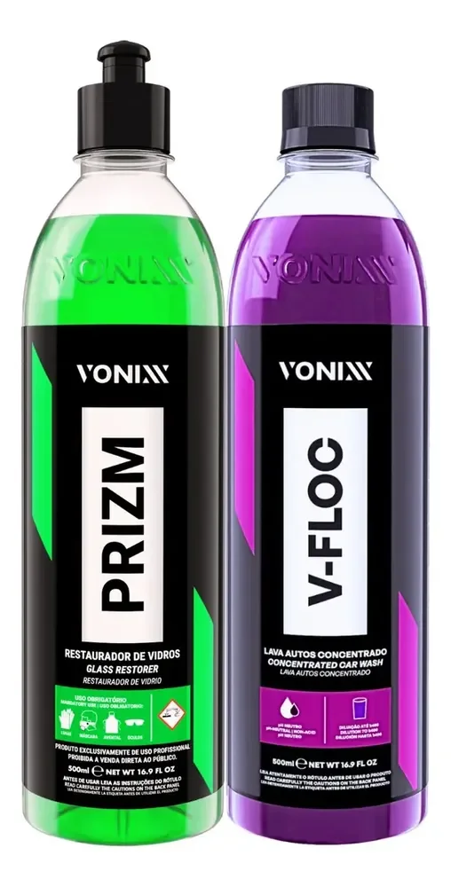 Kit Vonixx Restaurador de Vidros Prizm + Shampoo Neutro V-Floc 500ml