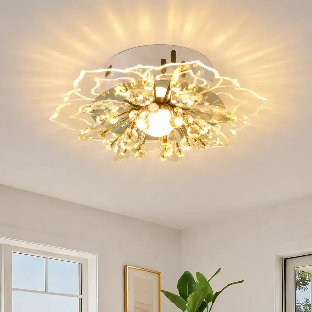 Luminária De Teto Cristal Moderna, Led Lâmpada Corredor, Lluminação Decorativa, Bivolt, Para Quarto, Varanda, Cozinha, Tieesa Branco 127/220v