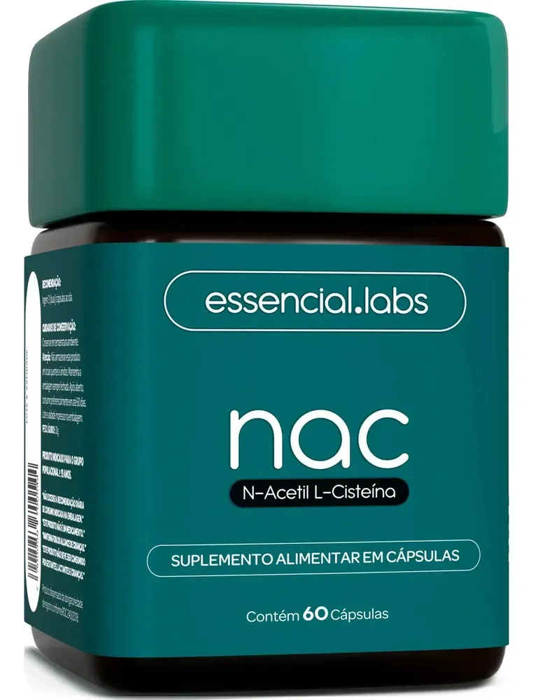 NAC 600mg - Fórmula Exclusiva com Máxima Concentração e Pureza - N-Acetil L-Cisteína - 60 Cápsulas
