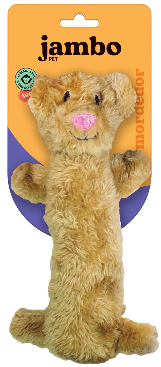 Jambo Pet, Brinquedo Mordedor, Pelúcia Barriguinha, Com Efeito Sonoro, Plush, Tigre, Resistente e Macio, Ideal Para Cães, Bege