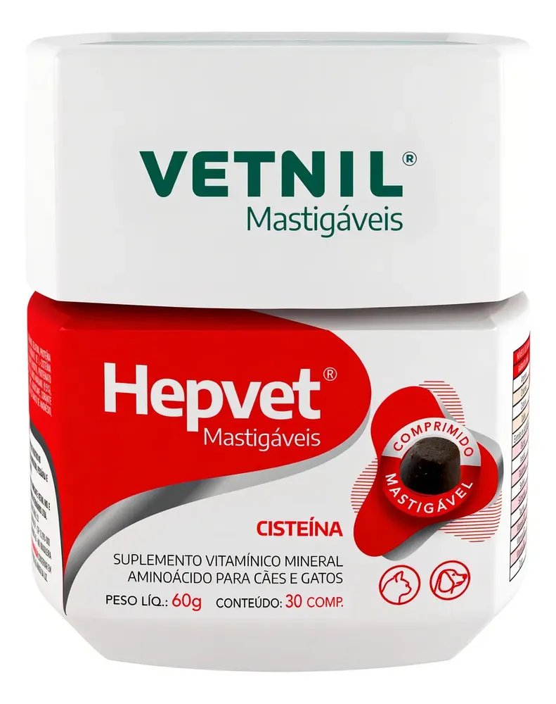 Suplemento Vitamínico Mineral Hepvet Mastigaveis Vetnil 30