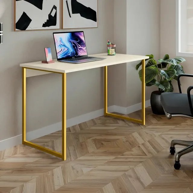 Mesa Escrivaninha 120cm Industrial Estudo Escritório Pés Aço