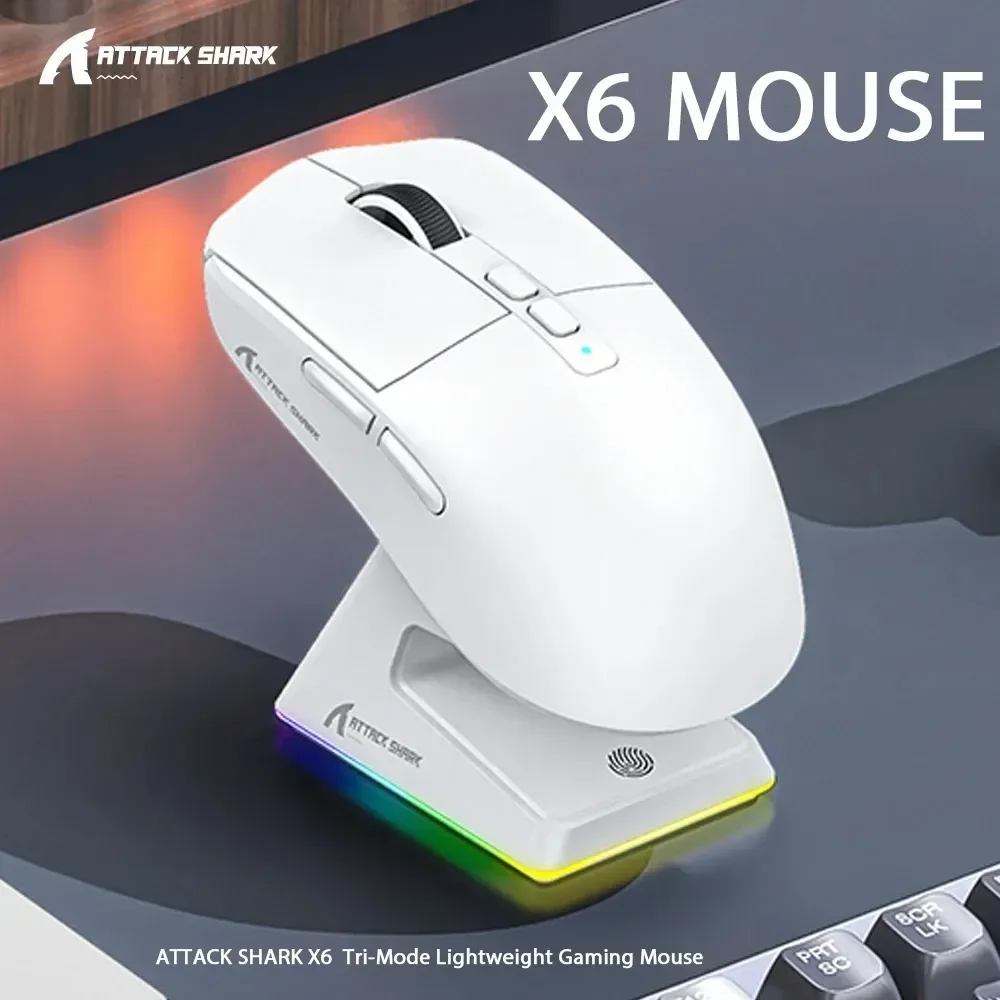 Mouse Gamer Sem Fio Attack Shark X6 Tri Mode White