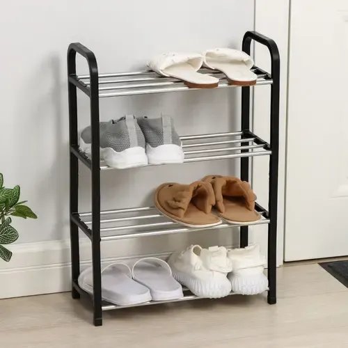 Sapateira Organizador Estante Sapateira 8 Pares Preto Plástico Aço