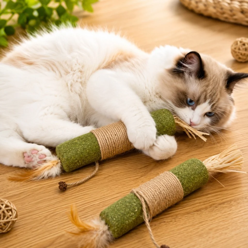 Brinquedo Graveto para Gatos com Catnip e Sisal, Auxilia na Higiene Bucal e Reduz o Estresse LR-0373