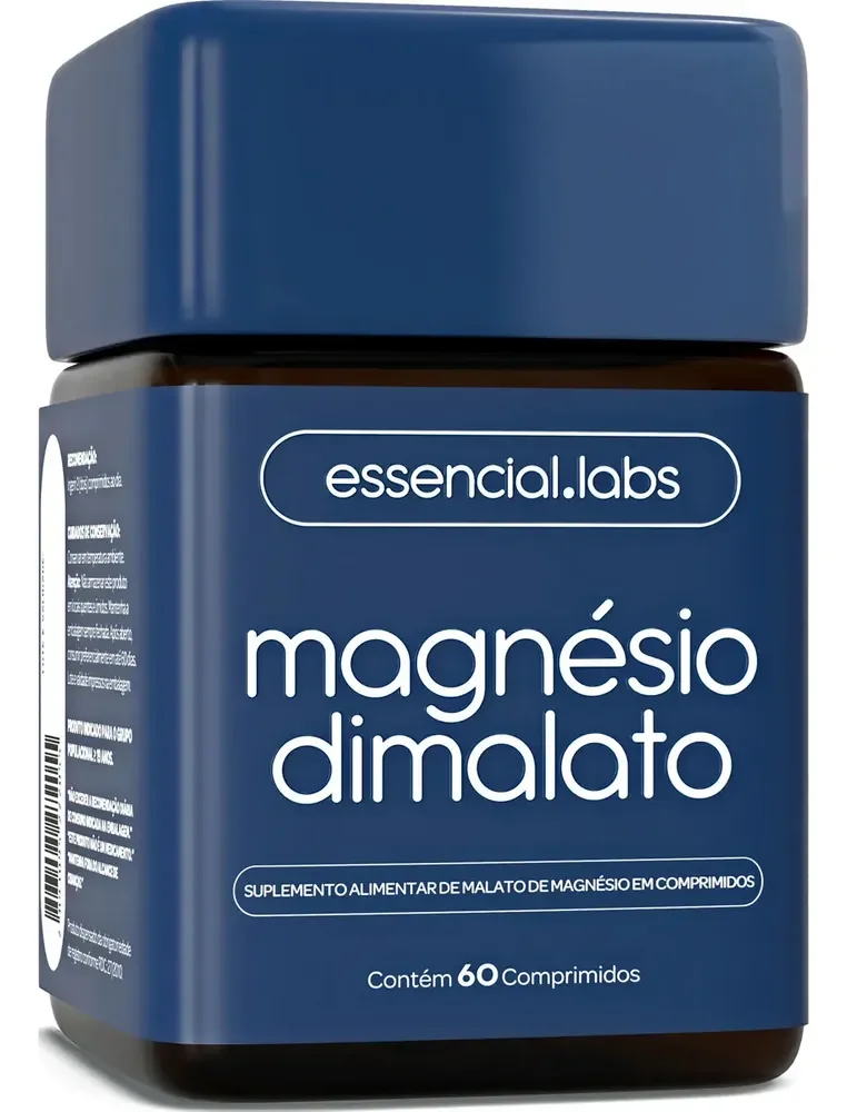 MAGNÉSIO DIMALATO - Fórmula 100% Pura com Máxima Concentração e Pureza - 60 Comprimidos